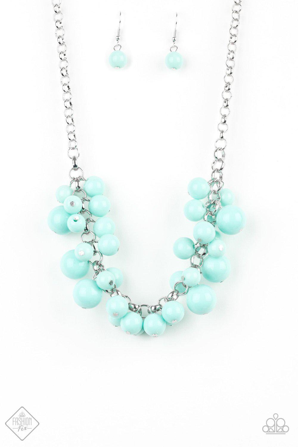 Walk this BROADWAY Pale Blue Necklace and matching Earrings - Paparazzi Accessories - free matching earrings -CarasShop.com - Paparazzi Jewelry by Cara Jewels