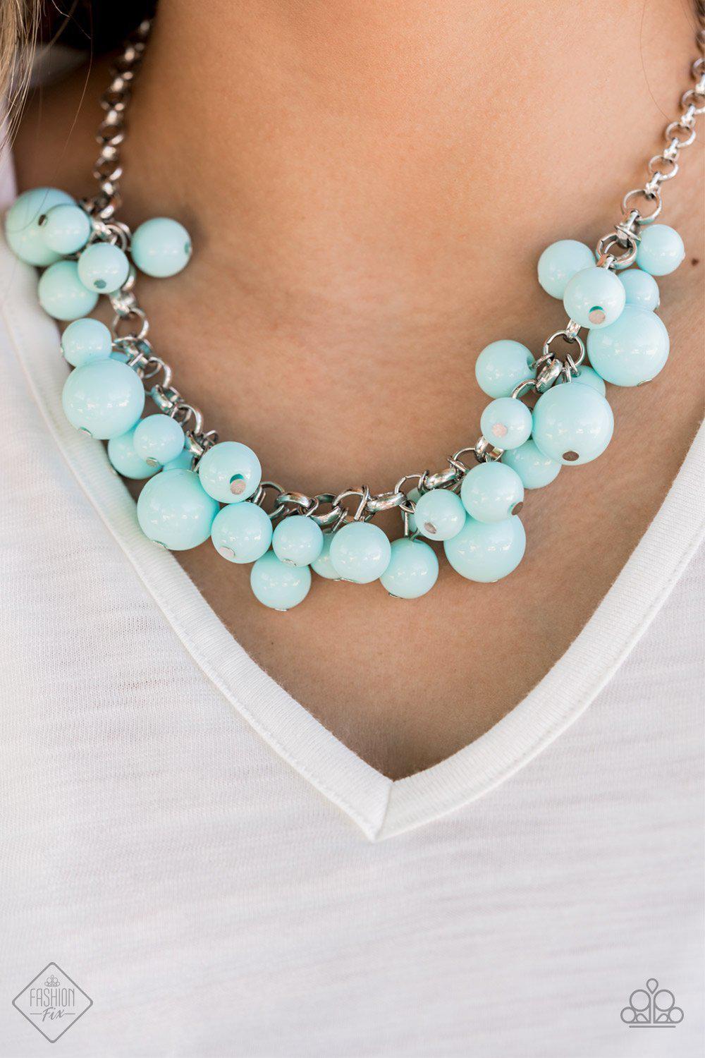 Walk this BROADWAY Pale Blue Necklace and matching Earrings - Paparazzi Accessories- lightbox - CarasShop.com - Paparazzi Jewelry by Cara Jewels
