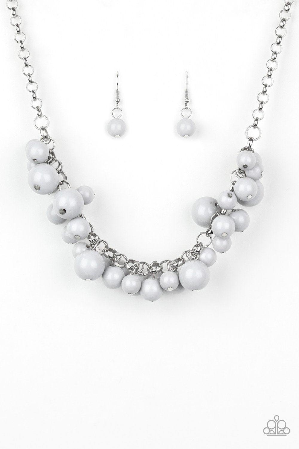 Walk This BROADWAY Silver Necklace - Paparazzi Accessories- on model - CarasShop.com - Paparazzi Jewelry by Cara Jewels