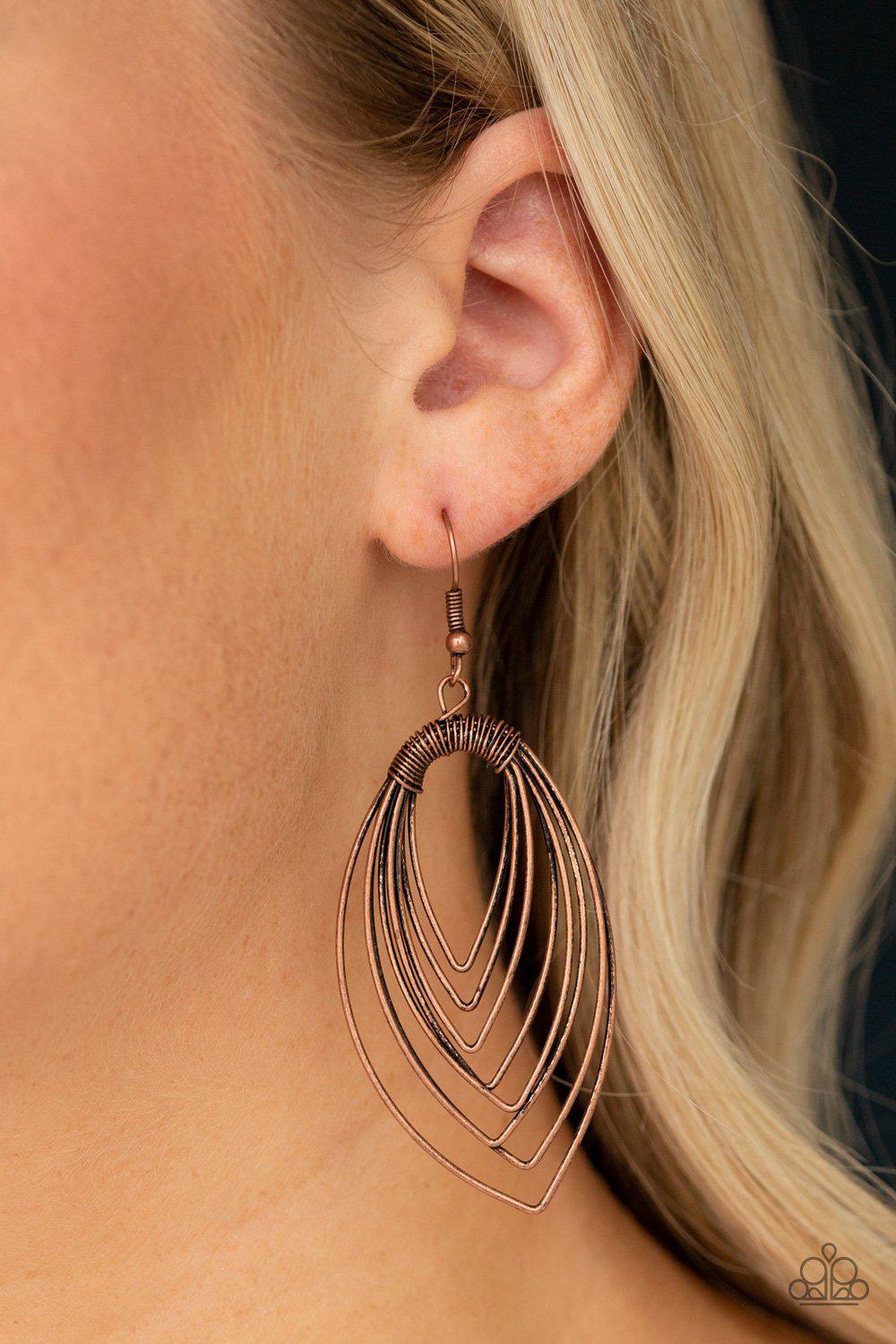 Walkabout Ware Copper Wire Teardrop Earrings - Paparazzi Accessories- lightbox - CarasShop.com - Paparazzi Jewelry by Cara Jewels