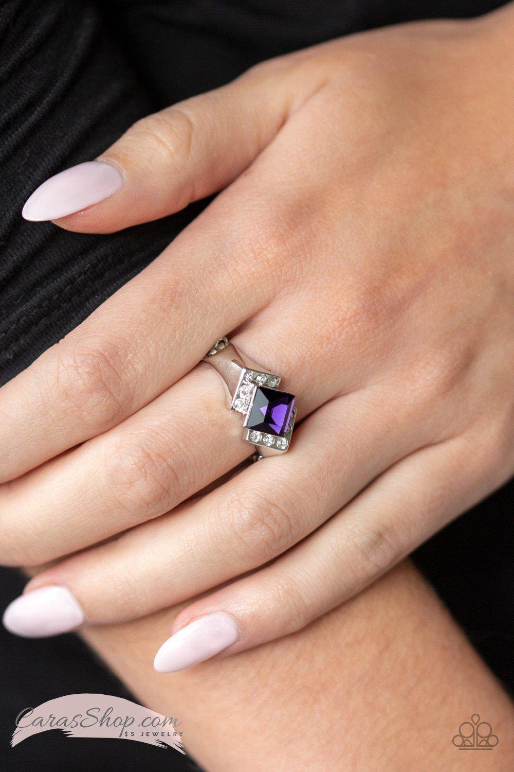 Wallstreet Winner Purple Gem Ring - Paparazzi Accessories- lightbox - CarasShop.com - Paparazzi Jewelry by Cara Jewels