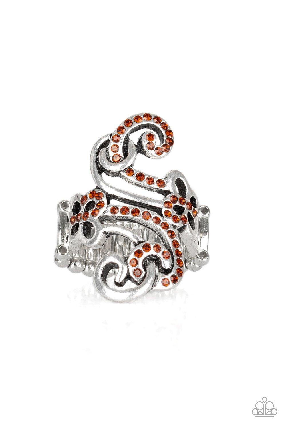 Waltzing Wonders Brown Ring - Paparazzi Accessories- lightbox - CarasShop.com - Paparazzi Jewelry by Cara Jewels
