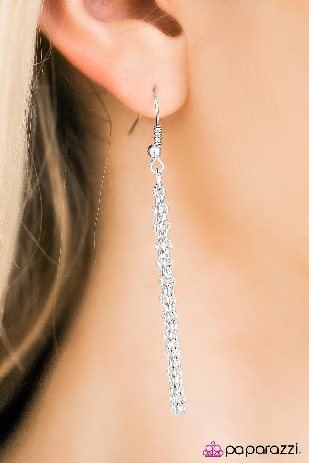 Wandering Heart Pink and Silver Heart Necklace - Paparazzi Accessories- on model - CarasShop.com - Paparazzi Jewelry by Cara Jewels