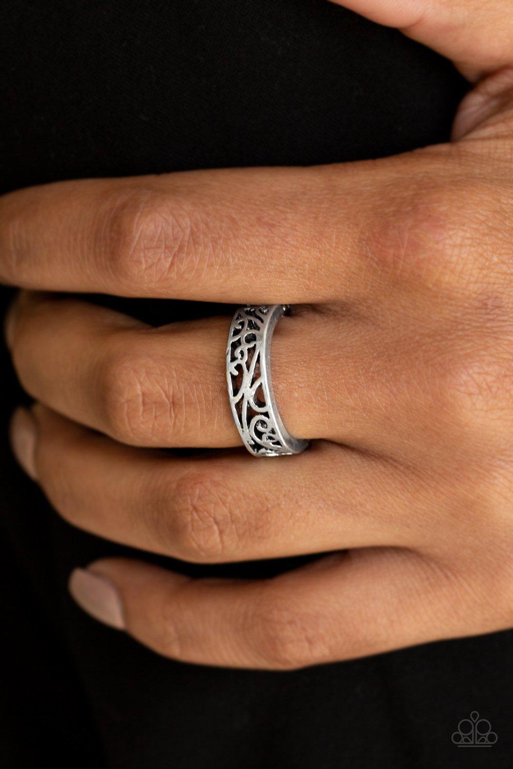 Wandering Wisteria Silver Ring - Paparazzi Accessories- lightbox - CarasShop.com - Paparazzi Jewelry by Cara Jewels