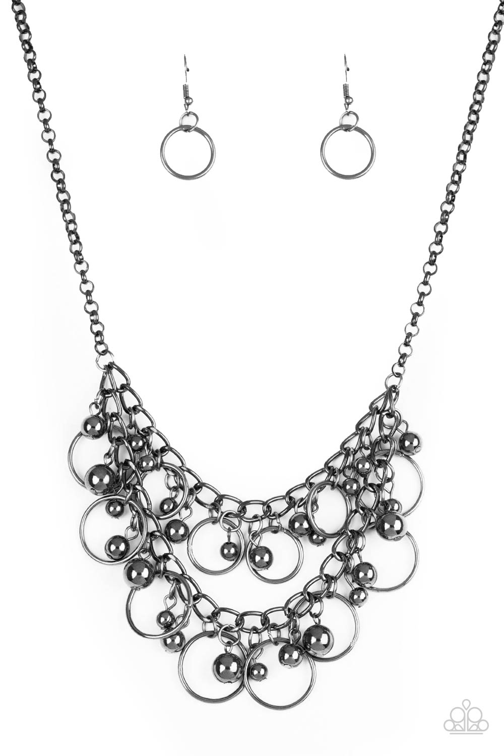 Warning Bells Gunmetal Black Necklace - Paparazzi Accessories- lightbox - CarasShop.com - Paparazzi Jewelry by Cara Jewels