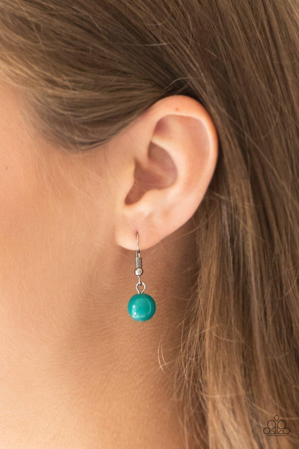 Watch Me Now Gunmetal and Green Necklace - Paparazzi Accessories - free matching earrings -CarasShop.com - Paparazzi Jewelry by Cara Jewels