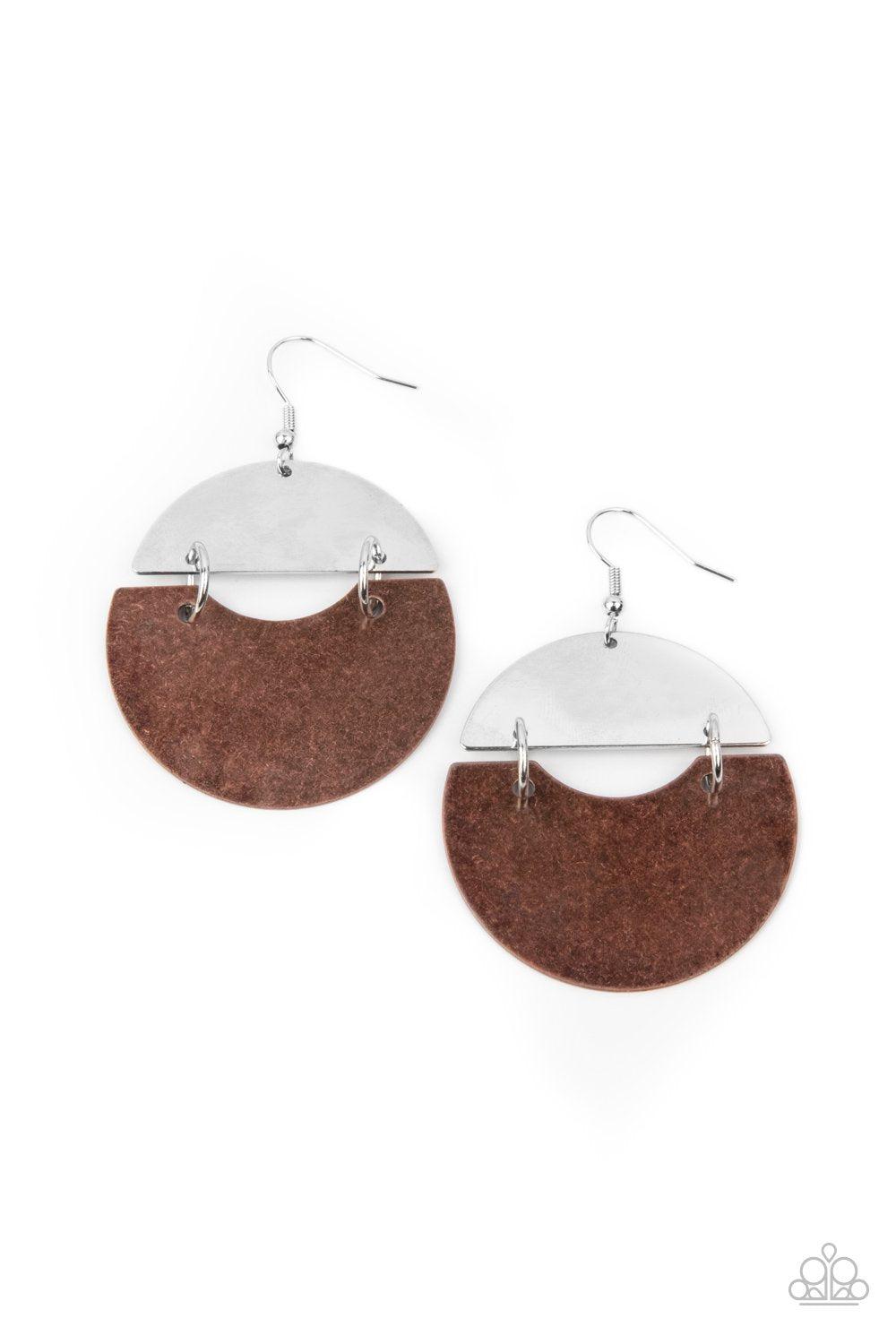 Watching The Sunrise Copper and Silver Earrings - Paparazzi Accessories- lightbox - CarasShop.com - Paparazzi Jewelry by Cara Jewels