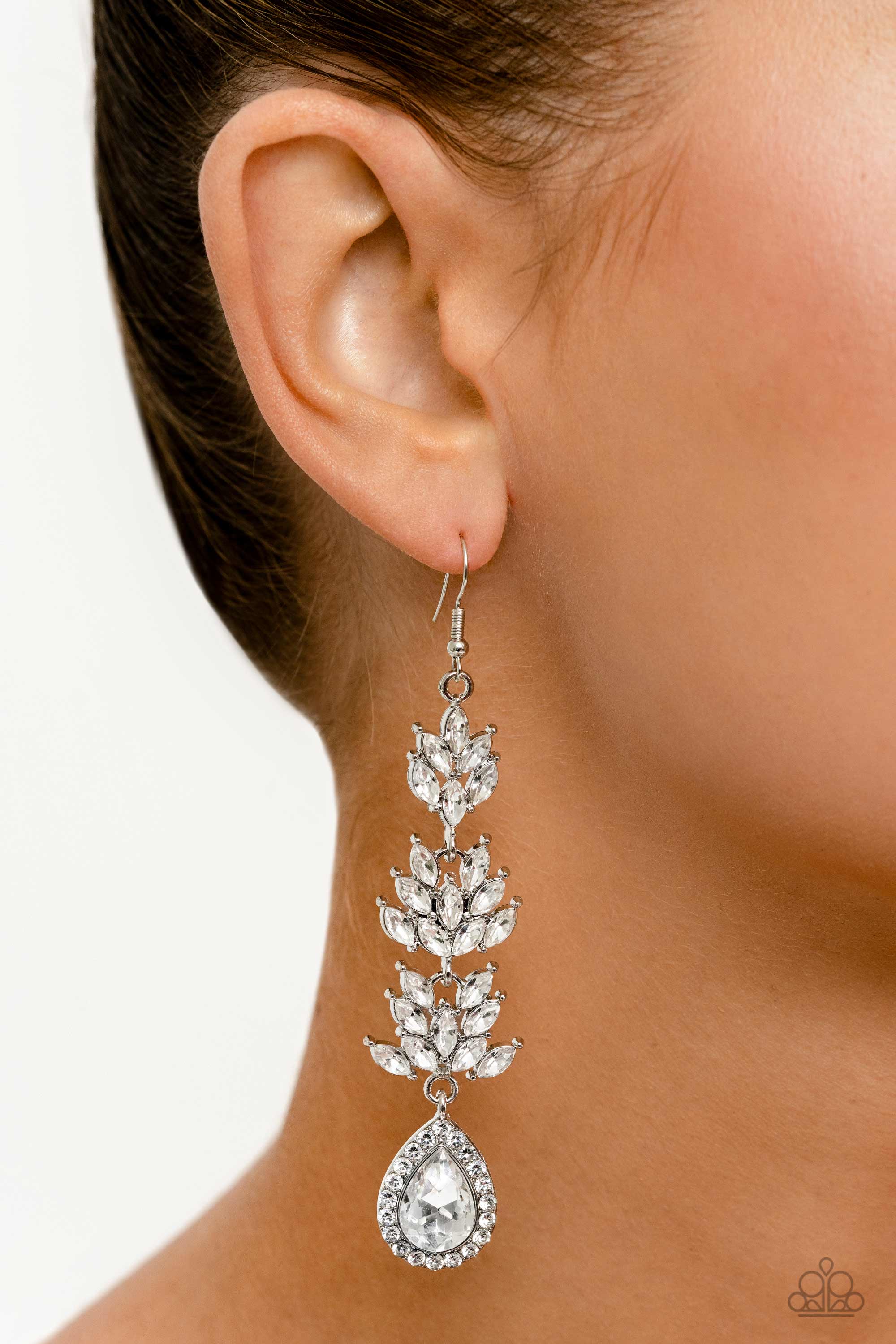 Water Lily Whimsy White Earrings - Paparazzi Accessories- lightbox - CarasShop.com - Paparazzi Jewelry by Cara Jewels