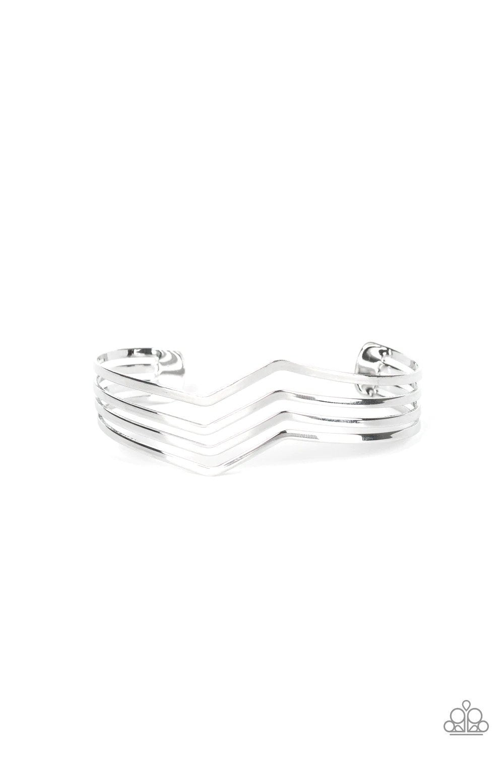 Waverunner Silver Cuff Bracelet - Paparazzi Accessories- lightbox - CarasShop.com - Paparazzi Jewelry by Cara Jewels
