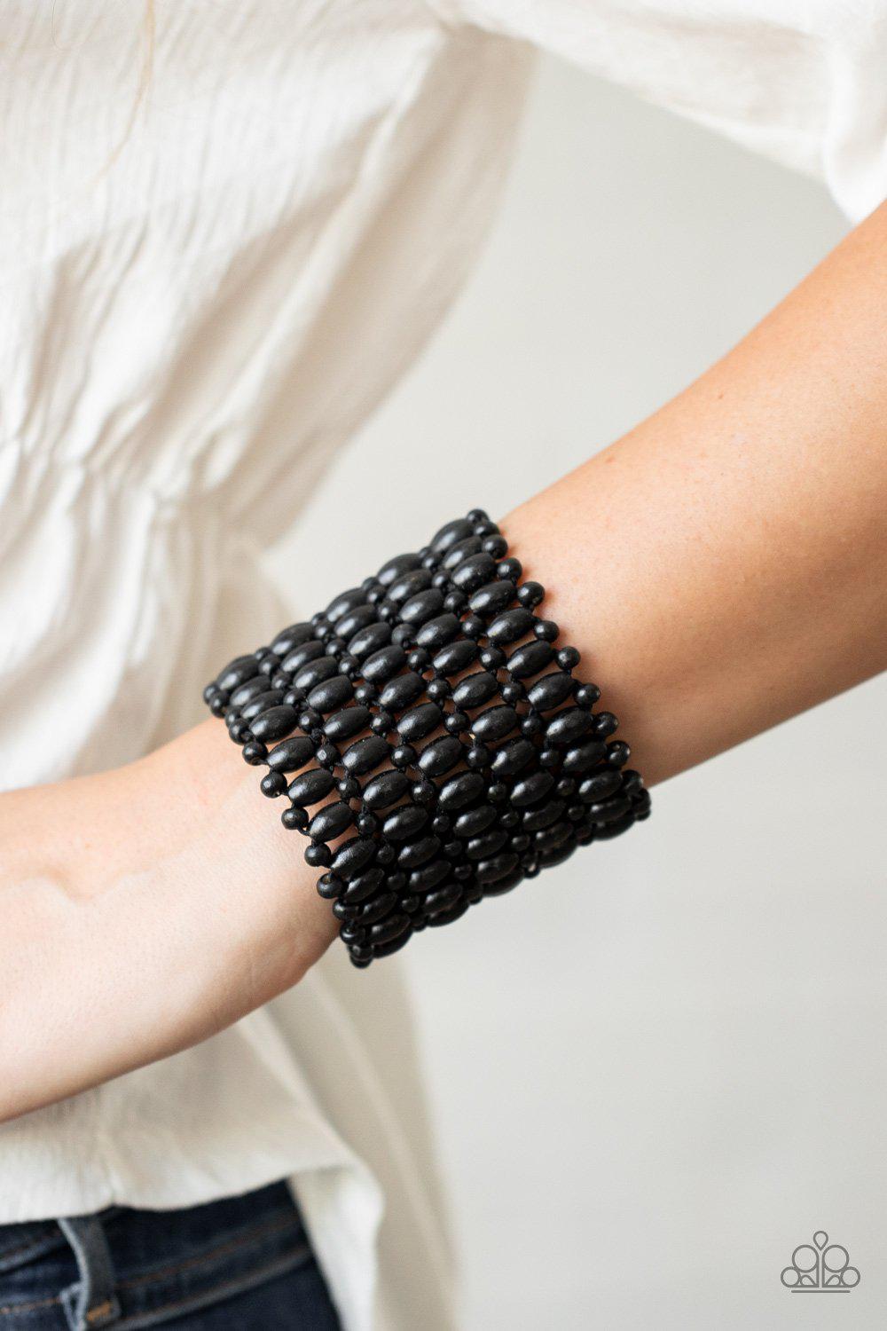 Way Down In Kokomo Black Wood Bracelet - Paparazzi Accessories- lightbox - CarasShop.com - Paparazzi Jewelry by Cara Jewels