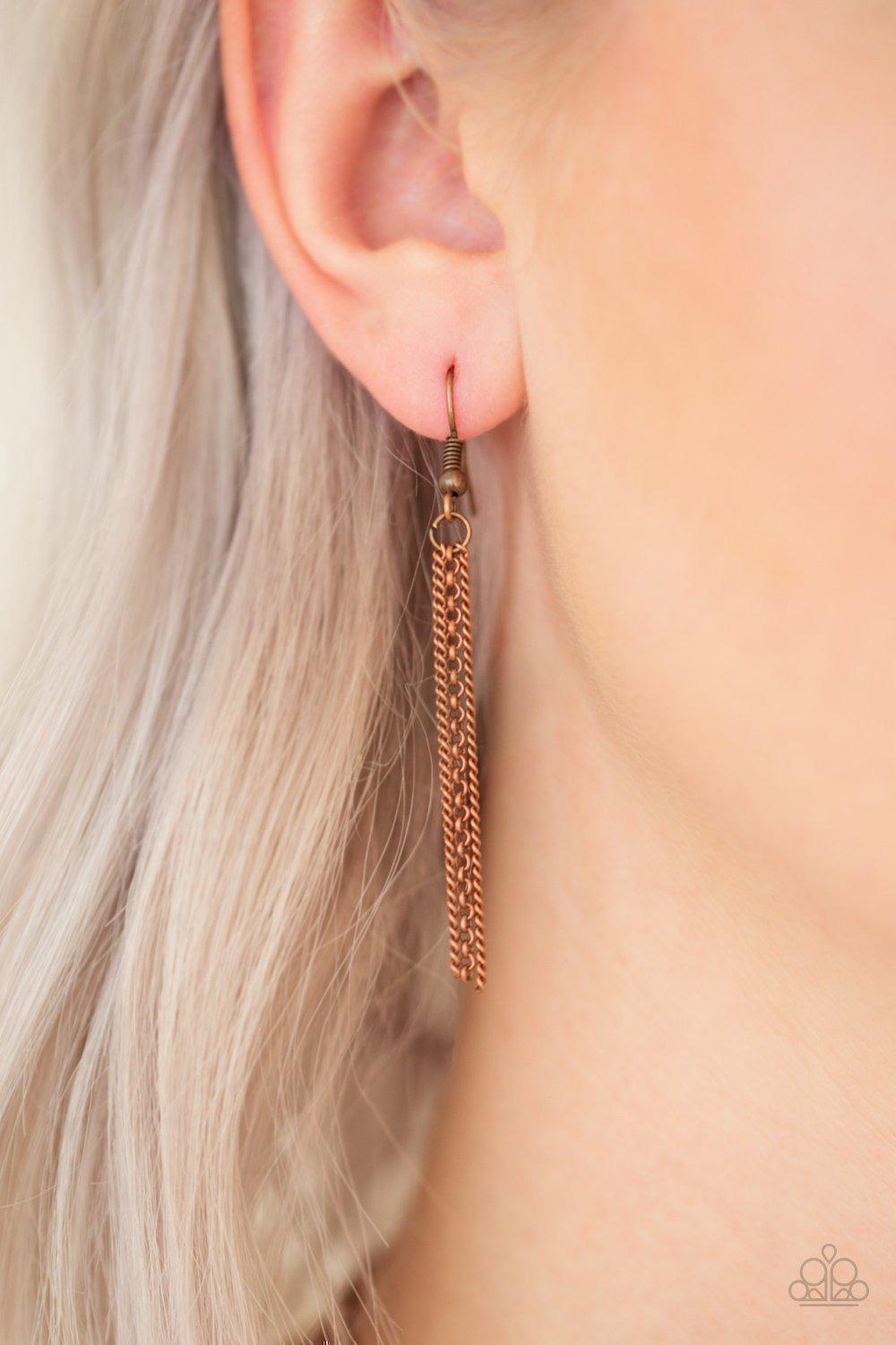 Way Wayfarer Copper Necklace - Paparazzi Accessories - free matching earrings -CarasShop.com - Paparazzi Jewelry by Cara Jewels