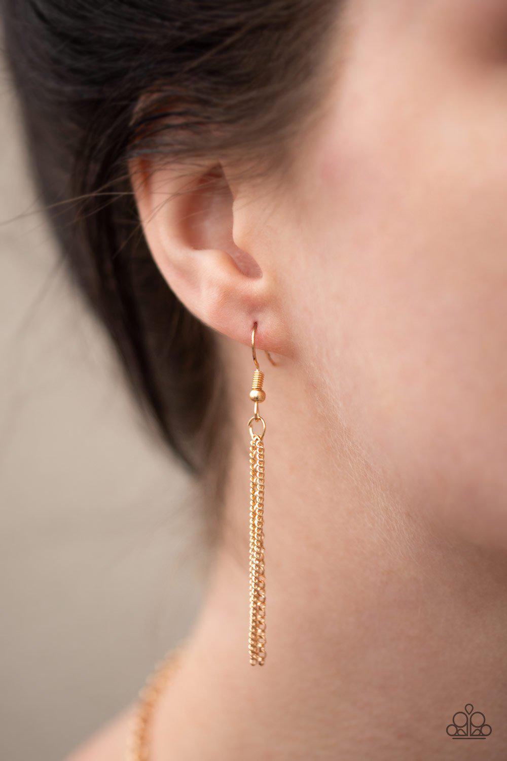 Way Wayfarer Gold Necklace - Paparazzi Accessories - free matching earrings -CarasShop.com - Paparazzi Jewelry by Cara Jewels