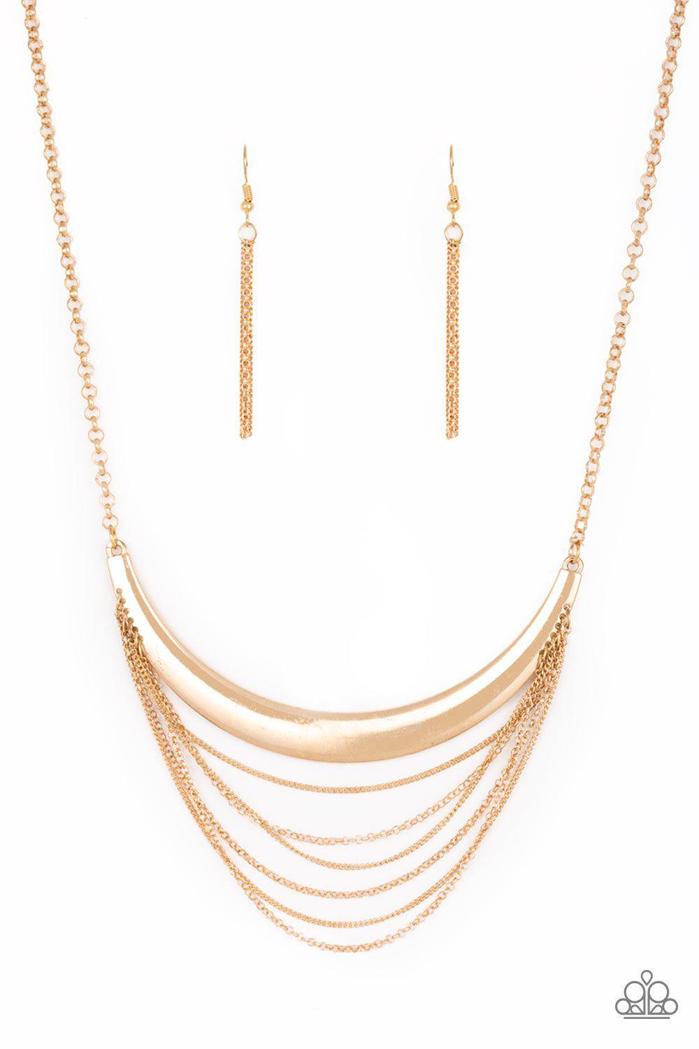 Way Wayfarer Gold Necklace - Paparazzi Accessories- on model - CarasShop.com - Paparazzi Jewelry by Cara Jewels