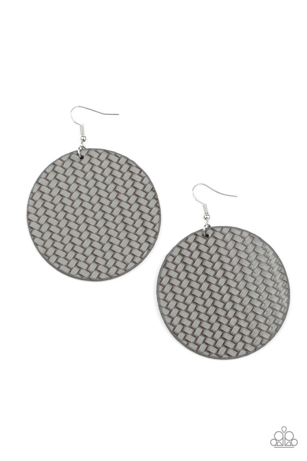 WEAVE Your Mark Silver Weave Earrings - Paparazzi Accessories- lightbox - CarasShop.com - Paparazzi Jewelry by Cara Jewels