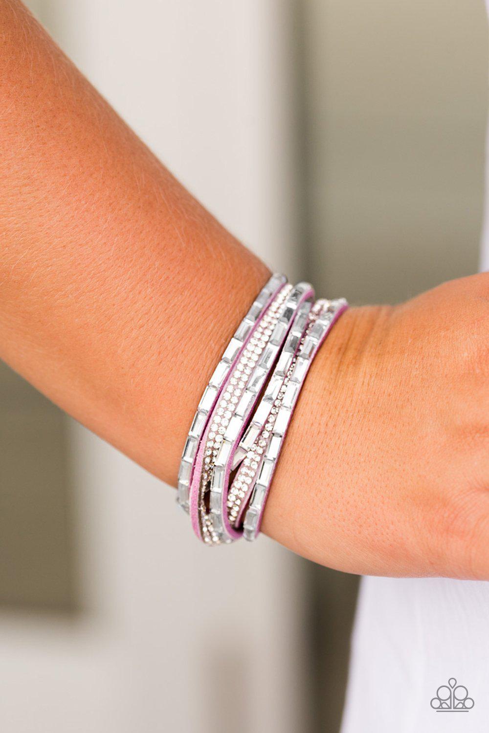 Welcome To The Fashion Show Purple Double-wrap Snap Bracelet - Paparazzi Accessories- lightbox - CarasShop.com - Paparazzi Jewelry by Cara Jewels