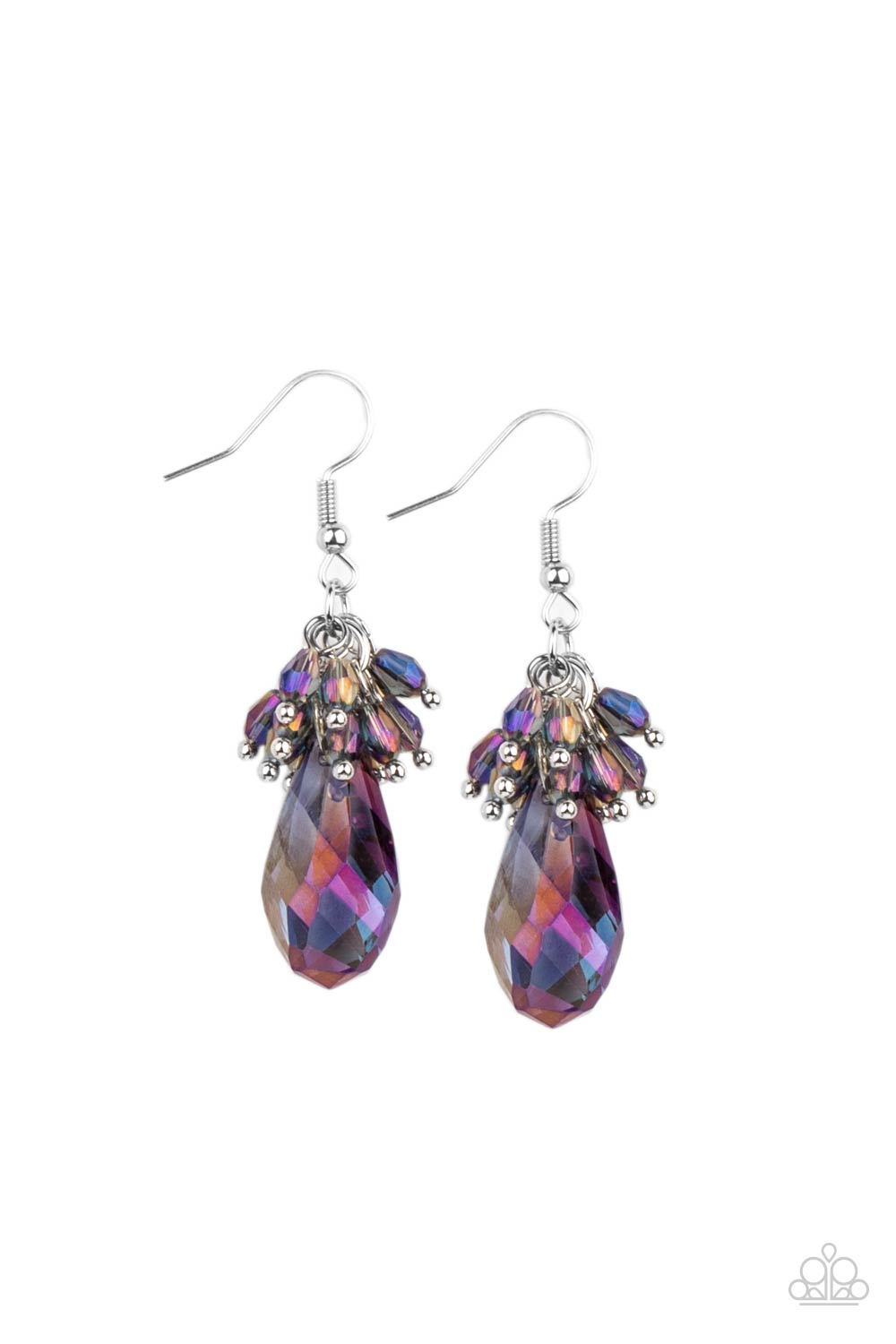 Well Versed in Sparkle Purple "Oil Spill" Earrings - Paparazzi Accessories- lightbox - CarasShop.com - Paparazzi Jewelry by Cara Jewels