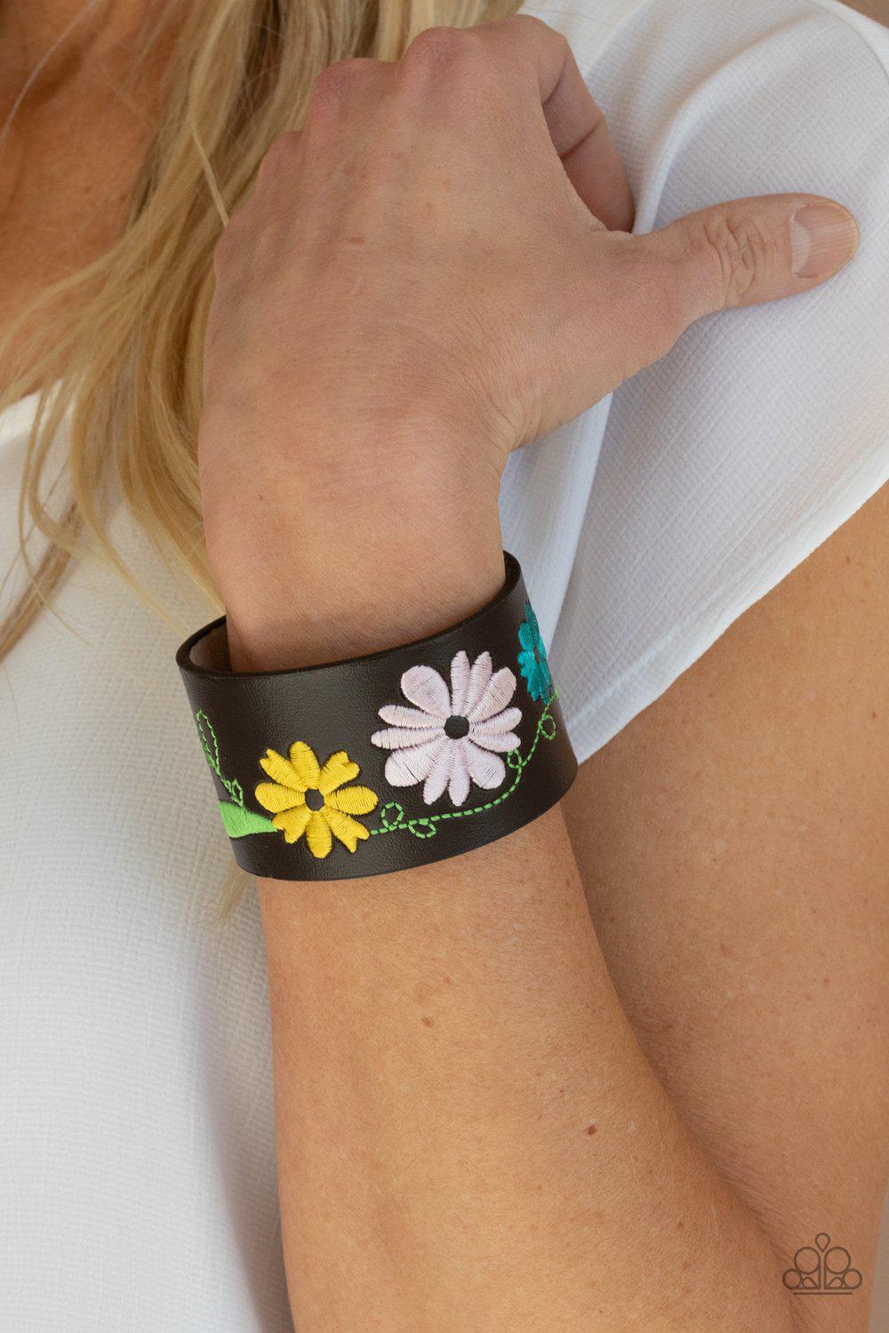 Western Eden Multi Flower Wrap Snap Bracelet - Paparazzi Accessories- lightbox - CarasShop.com - Paparazzi Jewelry by Cara Jewels