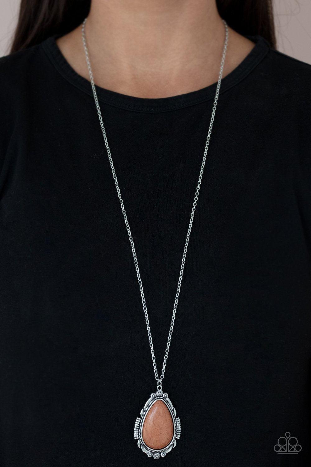 Western Fable Brown Stone Necklace - Paparazzi Accessories- lightbox - CarasShop.com - Paparazzi Jewelry by Cara Jewels