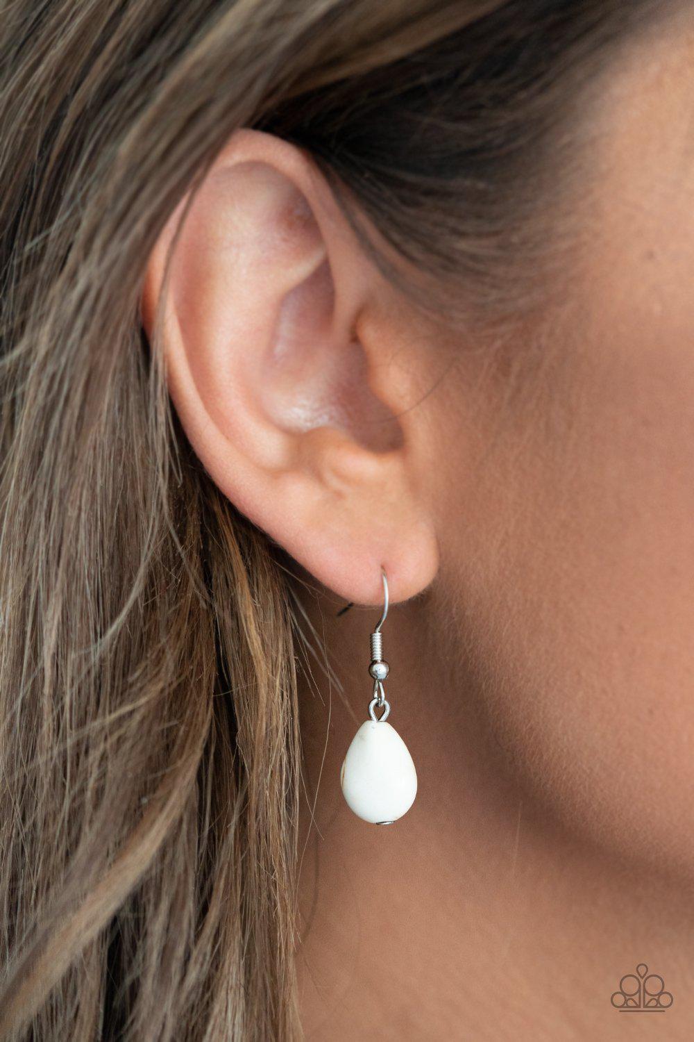 Western Fable White Stone and Silver Necklace - Paparazzi Accessories - free matching earrings -CarasShop.com - Paparazzi Jewelry by Cara Jewels