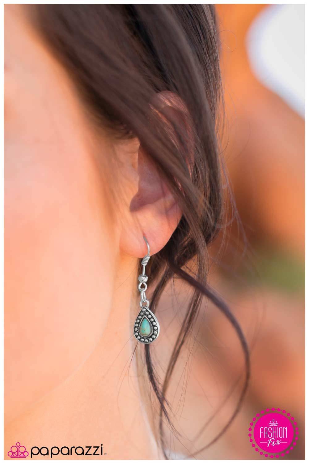 Western Jewel Turquoise Blue Stone Teardrop Earrings - Paparazzi Accessories- lightbox - CarasShop.com - Paparazzi Jewelry by Cara Jewels