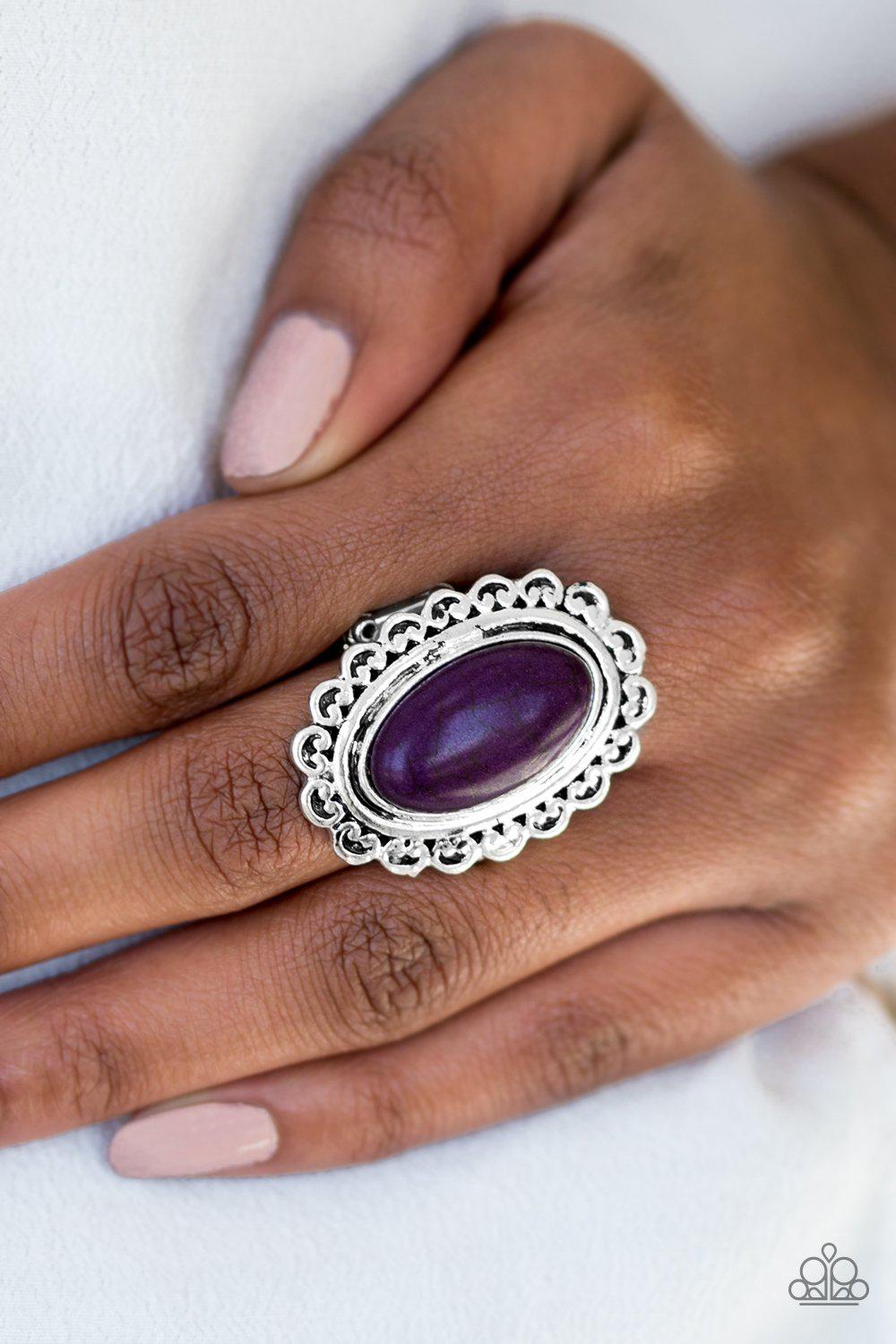 Western Wayfarer Purple Stone Ring - Paparazzi Accessories- lightbox - CarasShop.com - Paparazzi Jewelry by Cara Jewels