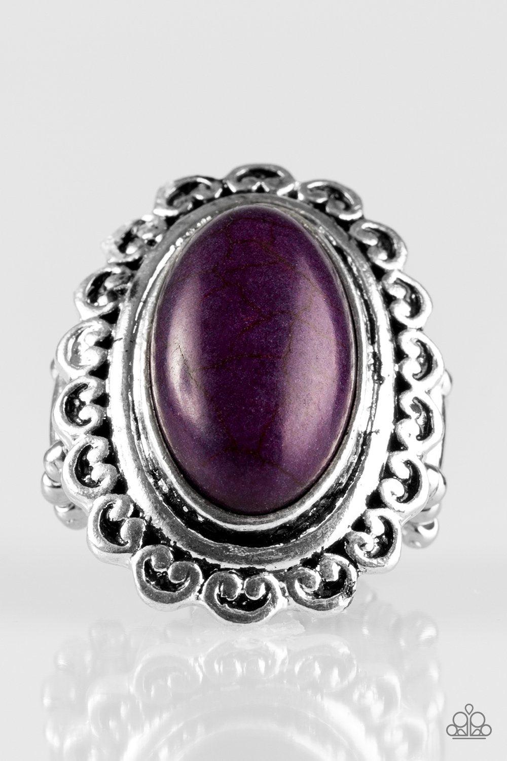 Western Wayfarer Purple Stone Ring - Paparazzi Accessories- on model - CarasShop.com - Paparazzi Jewelry by Cara Jewels