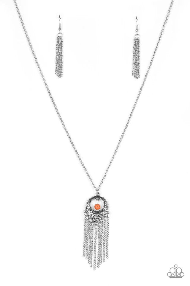 Western Weather Orange Necklace - Paparazzi Accessories- lightbox - CarasShop.com - Paparazzi Jewelry by Cara Jewels