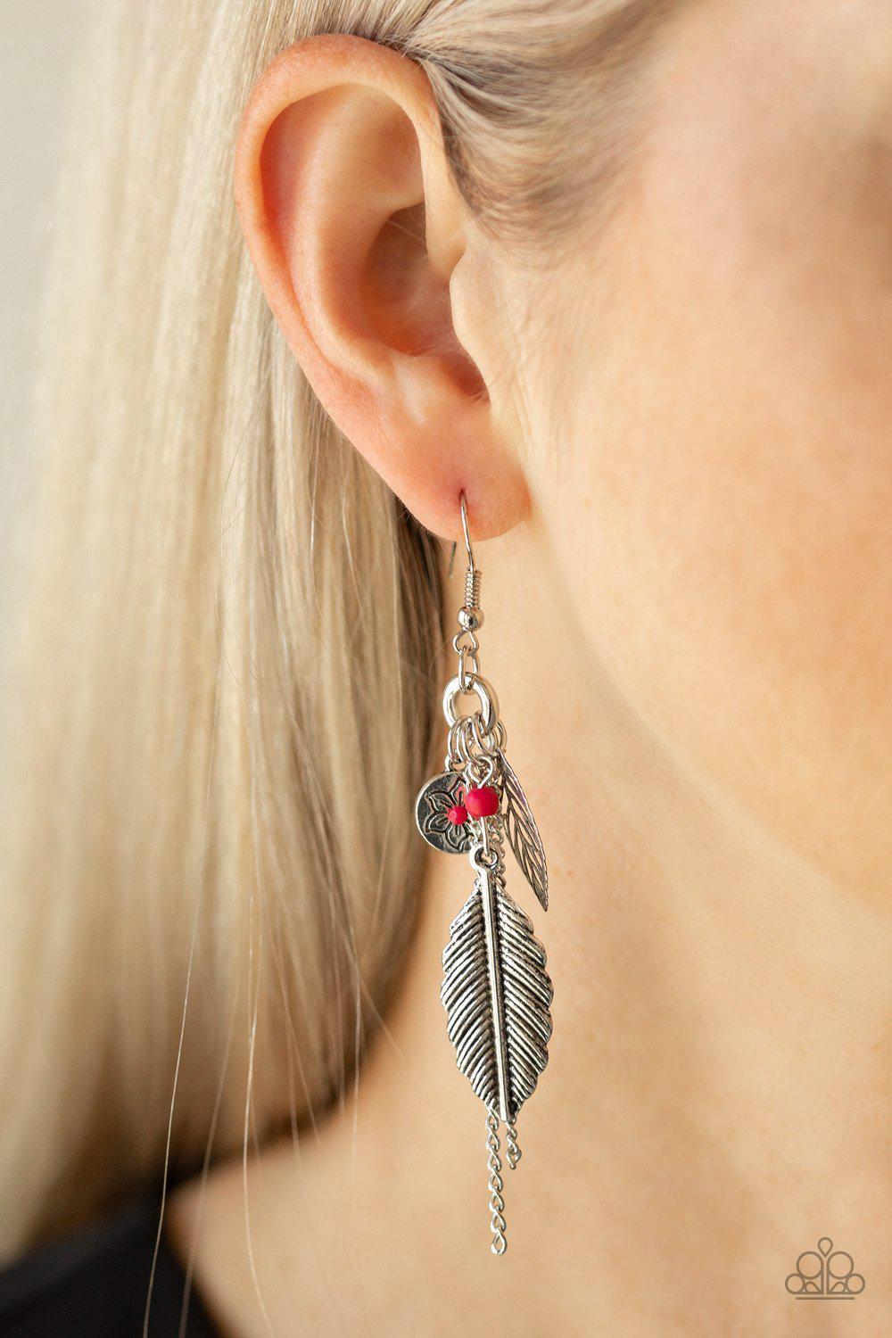 Western Whimsicality Silver and Pink Charm Earrings - Paparazzi Accessories- lightbox - CarasShop.com - Paparazzi Jewelry by Cara Jewels