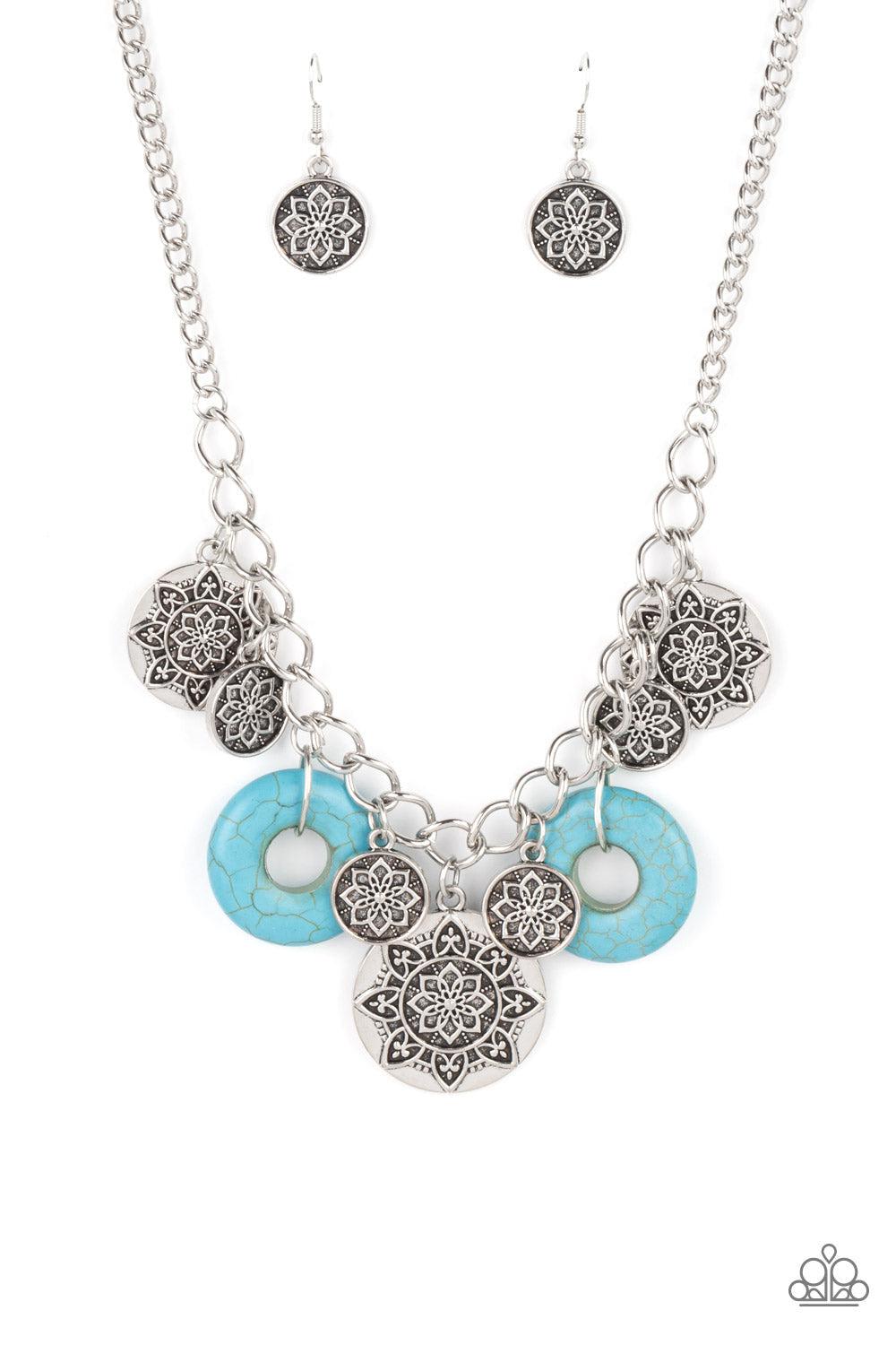 Western Zen Turquoise Blue Stone Necklace - Paparazzi Accessories- lightbox - CarasShop.com - Paparazzi Jewelry by Cara Jewels