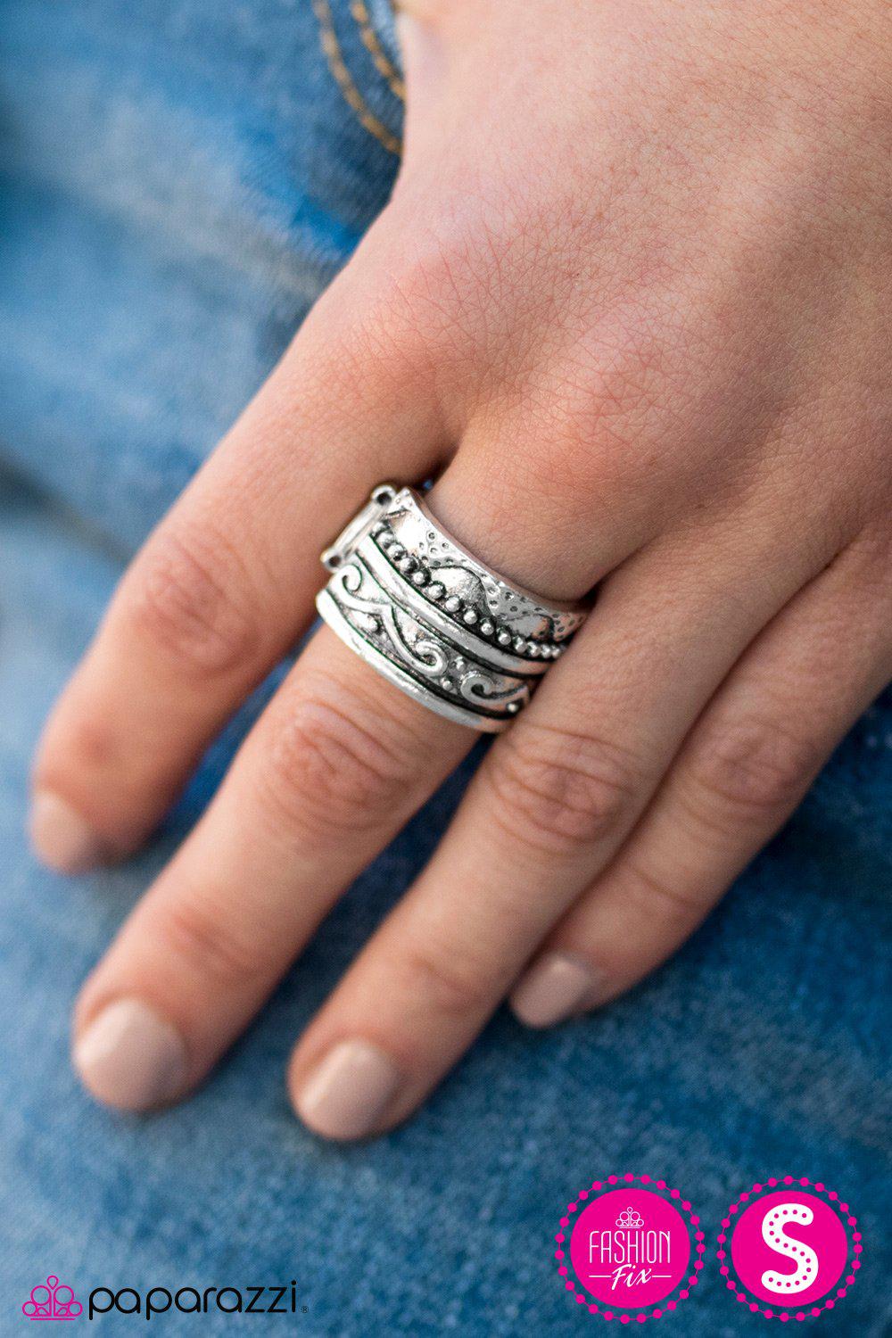 Westward Trail Silver Ring - Paparazzi Accessories- lightbox - CarasShop.com - Paparazzi Jewelry by Cara Jewels