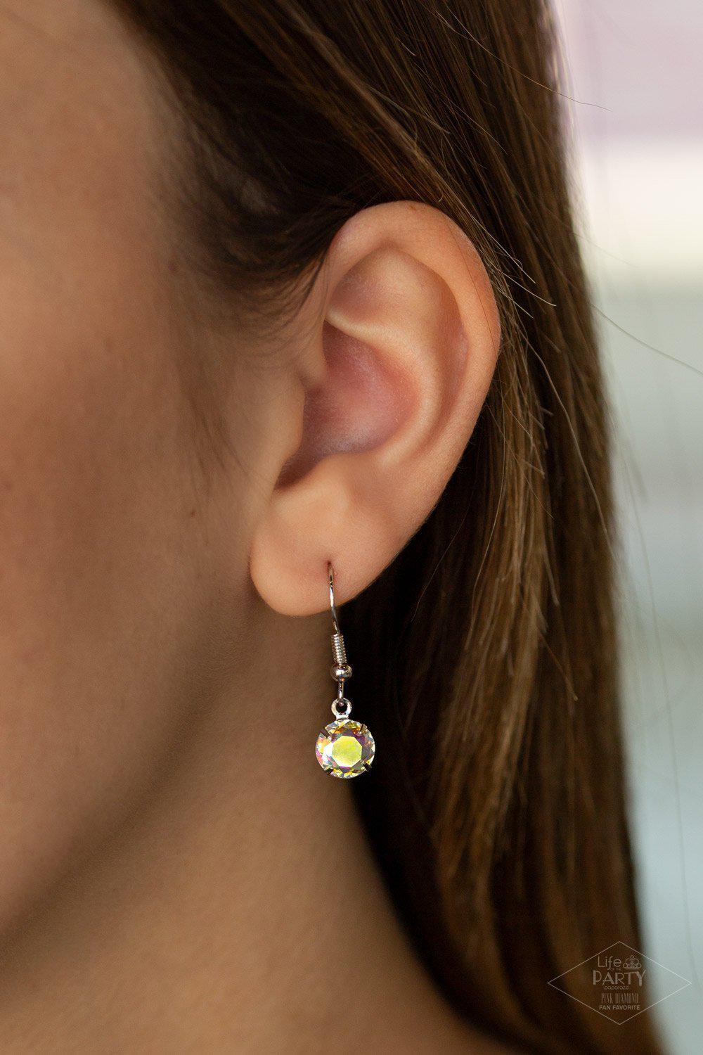 What A Gem Multi-color Iridescent Rhinestone Necklace - Paparazzi Accessories - free matching earrings -CarasShop.com - Paparazzi Jewelry by Cara Jewels