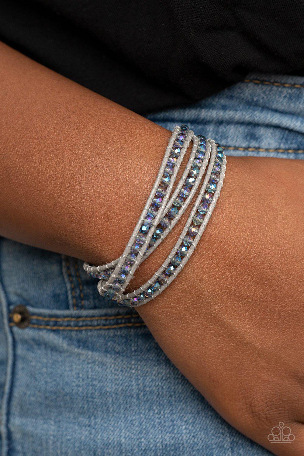 What Goes Around Multi Iridescent Gem Wrap Bracelet - Paparazzi Accessories- on model - CarasShop.com - Paparazzi Jewelry by Cara Jewels