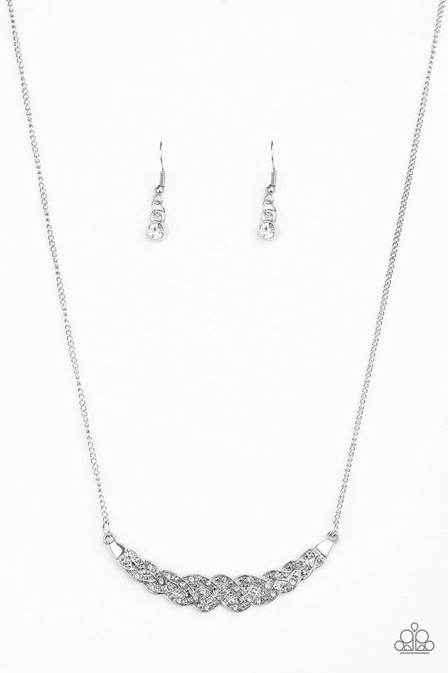 Whatever Floats Your Yacht White Rhinestone Necklace - Paparazzi Accessories - free matching earrings -CarasShop.com - Paparazzi Jewelry by Cara Jewels