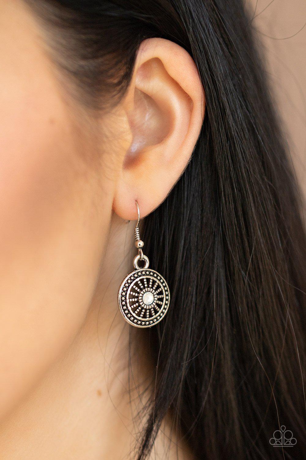 What's Your Sign White Gem Necklace - Paparazzi Accessories - free matching earrings -CarasShop.com - Paparazzi Jewelry by Cara Jewels