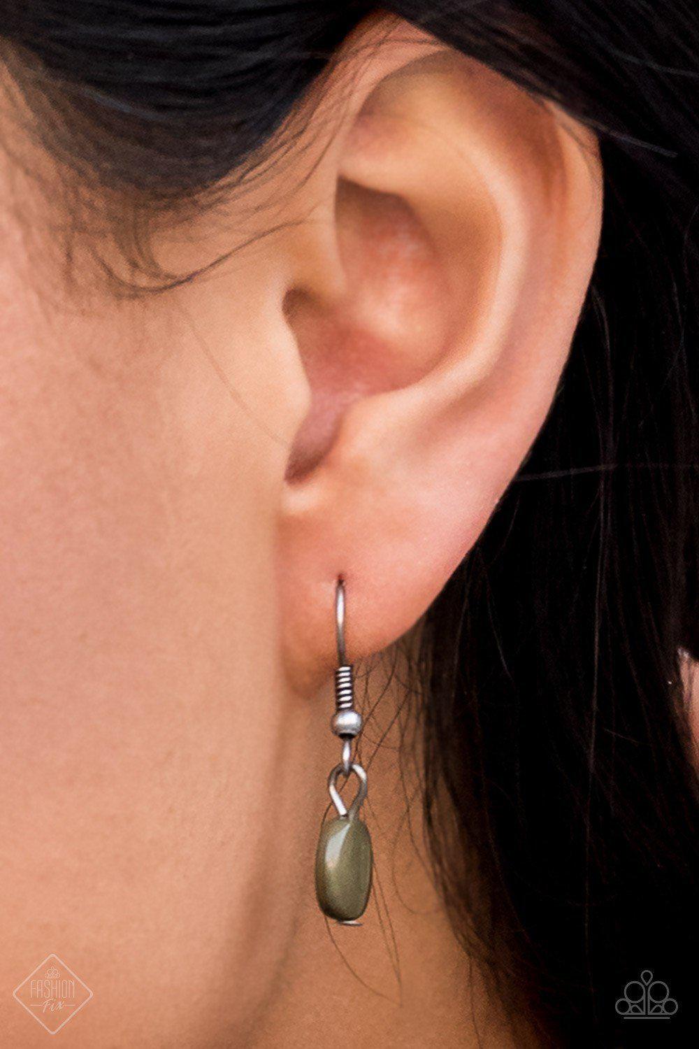 When In ROAM Green and Silver Necklace - Paparazzi Accessories - free matching earrings -CarasShop.com - Paparazzi Jewelry by Cara Jewels
