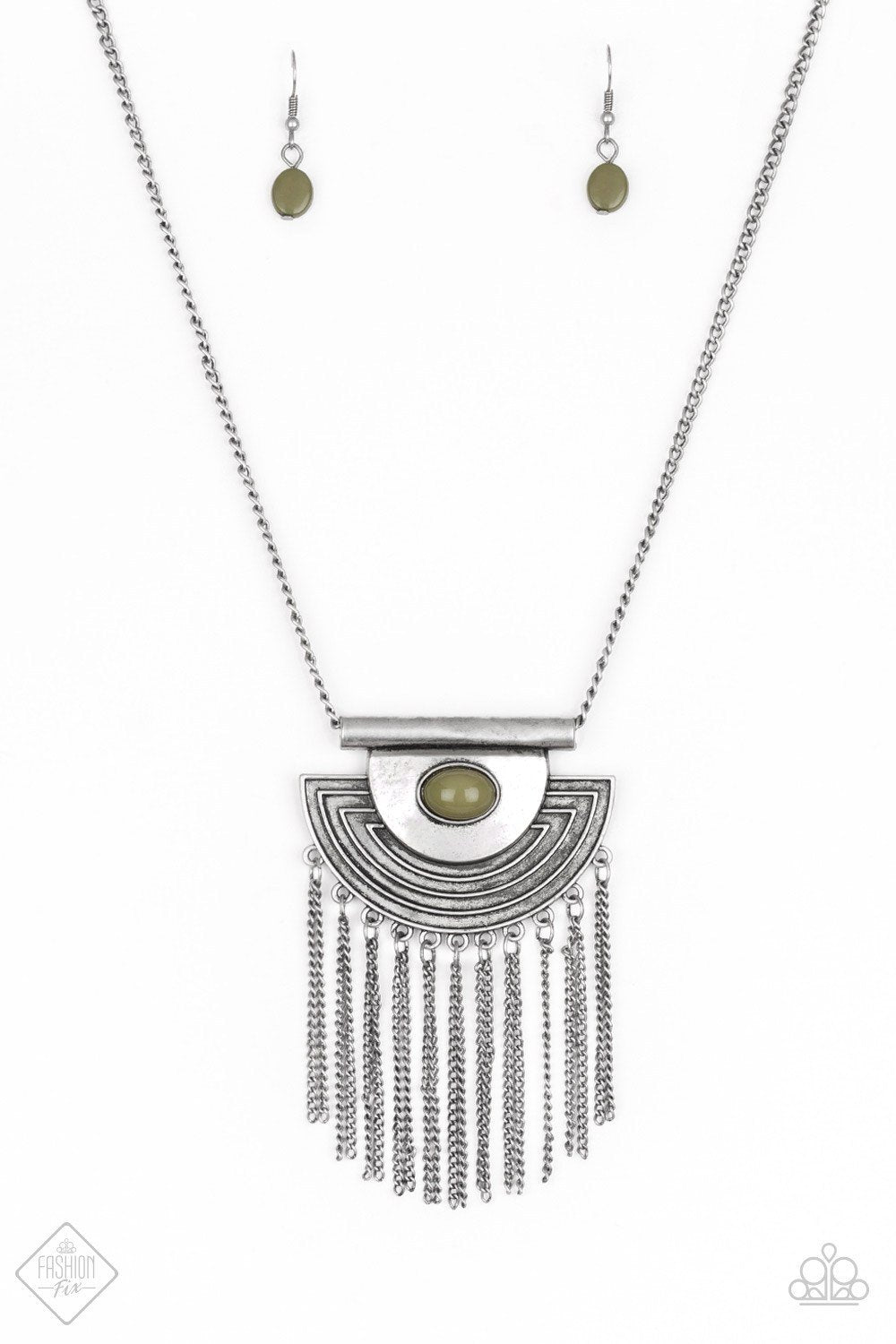 When In ROAM Green and Silver Necklace - Paparazzi Accessories- lightbox - CarasShop.com - Paparazzi Jewelry by Cara Jewels