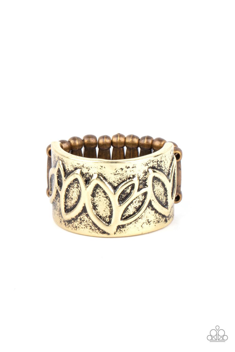 When You LEAF Expect It Brass Ring - Paparazzi Accessories- lightbox - CarasShop.com - Paparazzi Jewelry by Cara Jewels