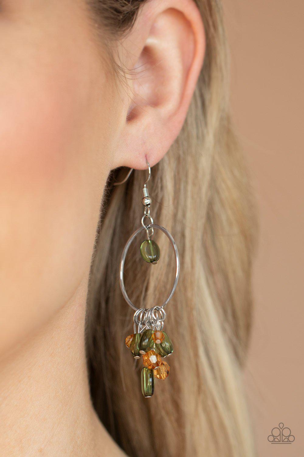 Where The Sky Touches The Sea Multi Green and Brown Earrings - Paparazzi Accessories- lightbox - CarasShop.com - Paparazzi Jewelry by Cara Jewels