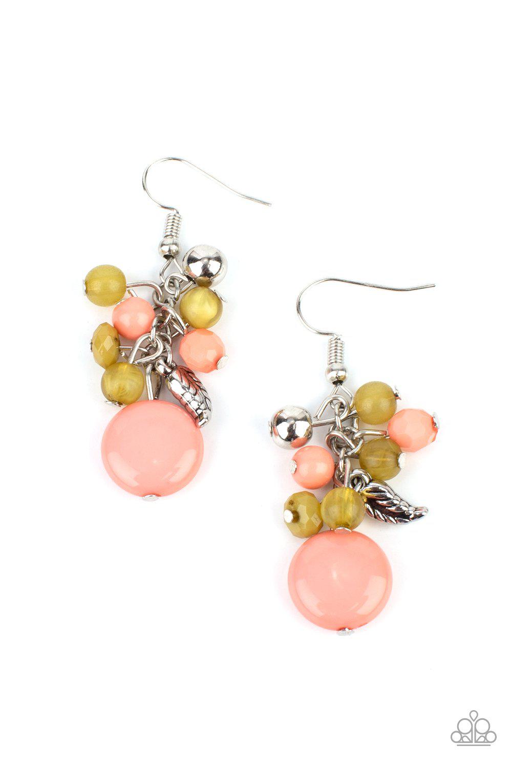 Whimsically Musical Multi Coral and Green Earrings - Paparazzi Accessories- lightbox - CarasShop.com - Paparazzi Jewelry by Cara Jewels
