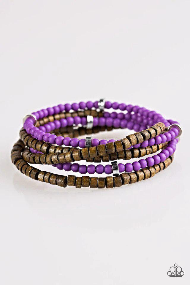 Who WOOD Of Thought Purple Coil Bracelet - Paparazzi Accessories- lightbox - CarasShop.com - Paparazzi Jewelry by Cara Jewels