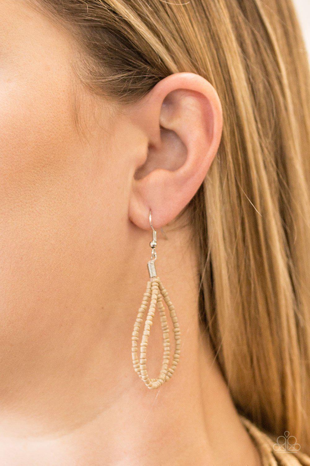 Wide Open Spaces Brown Seed Bead Necklace - Paparazzi Accessories- on model - CarasShop.com - Paparazzi Jewelry by Cara Jewels