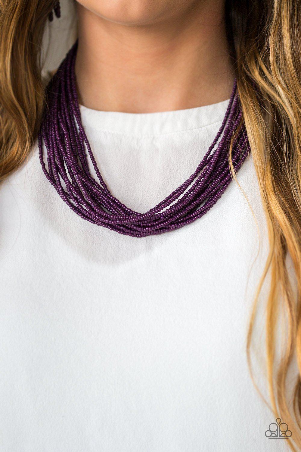 Wide Open Spaces Purple Seed Bead Necklace - Paparazzi Accessories- lightbox - CarasShop.com - Paparazzi Jewelry by Cara Jewels