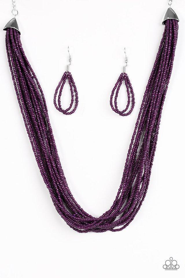 Wide Open Spaces Purple Seed Bead Necklace - Paparazzi Accessories- on model - CarasShop.com - Paparazzi Jewelry by Cara Jewels