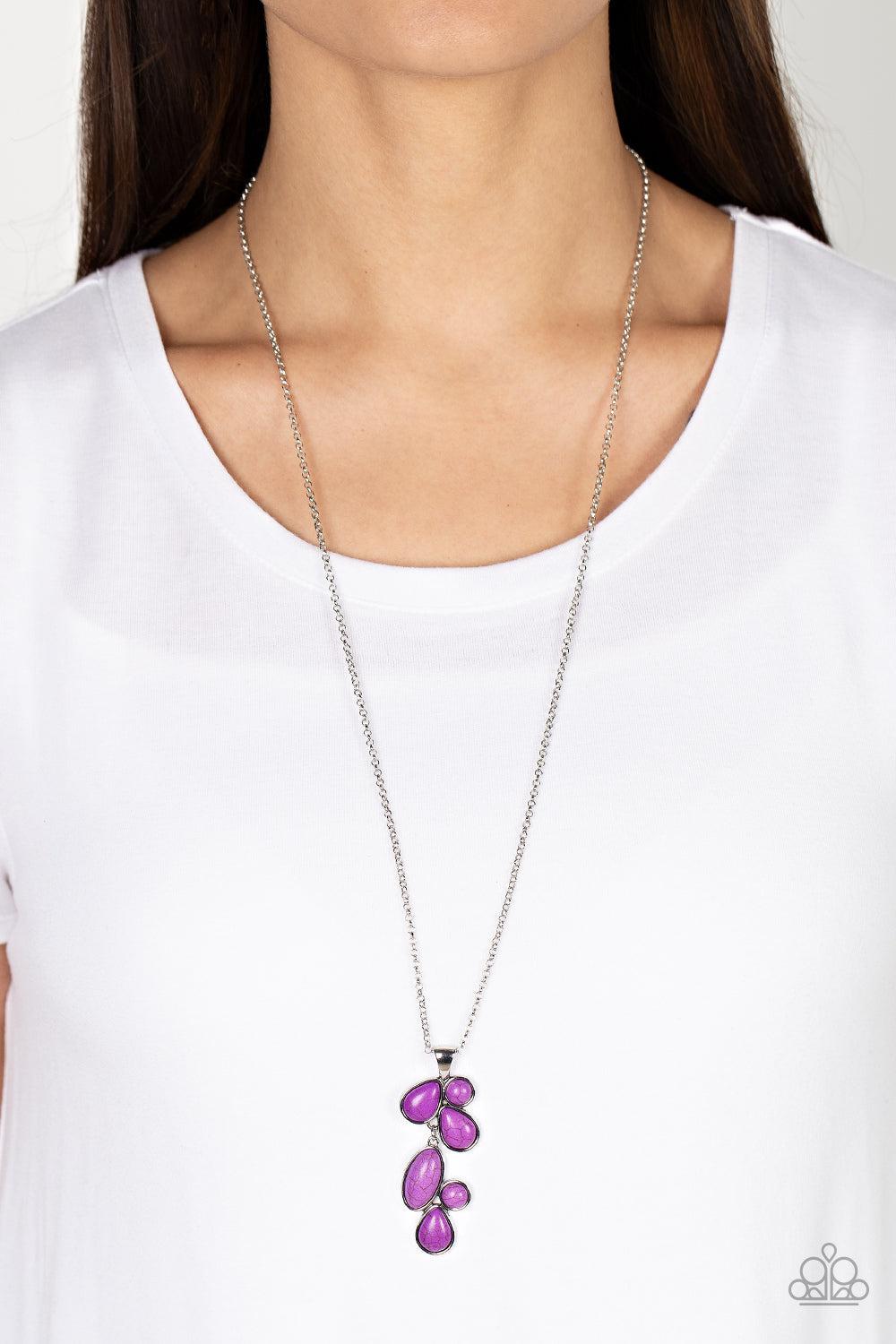 Wild Bunch Flair Purple Stone Necklace - Paparazzi Accessories- on model - CarasShop.com - Paparazzi Jewelry by Cara Jewels