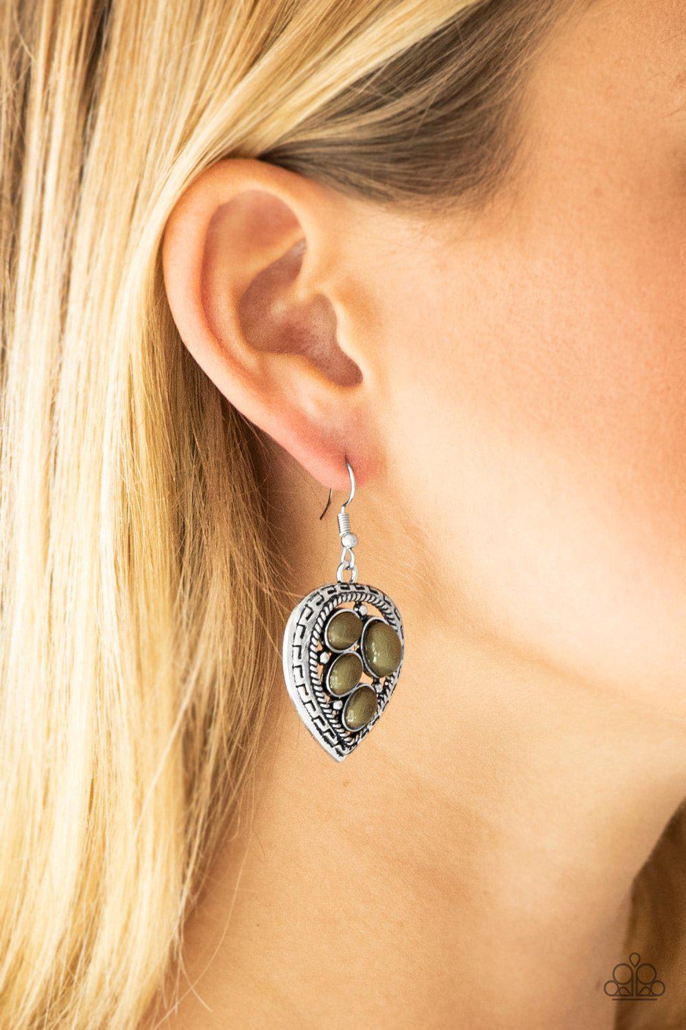 Wild Heart Wonder Green Earrings - Paparazzi Accessories- lightbox - CarasShop.com - Paparazzi Jewelry by Cara Jewels