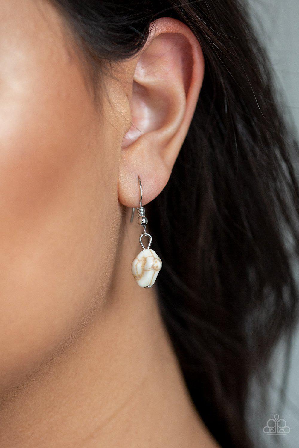 Wild Horse Wonder White Stone Necklace - Paparazzi Accessories - free matching earrings -CarasShop.com - Paparazzi Jewelry by Cara Jewels