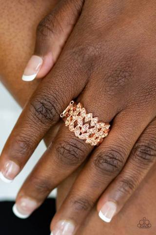 Wine And Vine Copper Rhinestone Ring - Paparazzi Accessories- lightbox - CarasShop.com - Paparazzi Jewelry by Cara Jewels