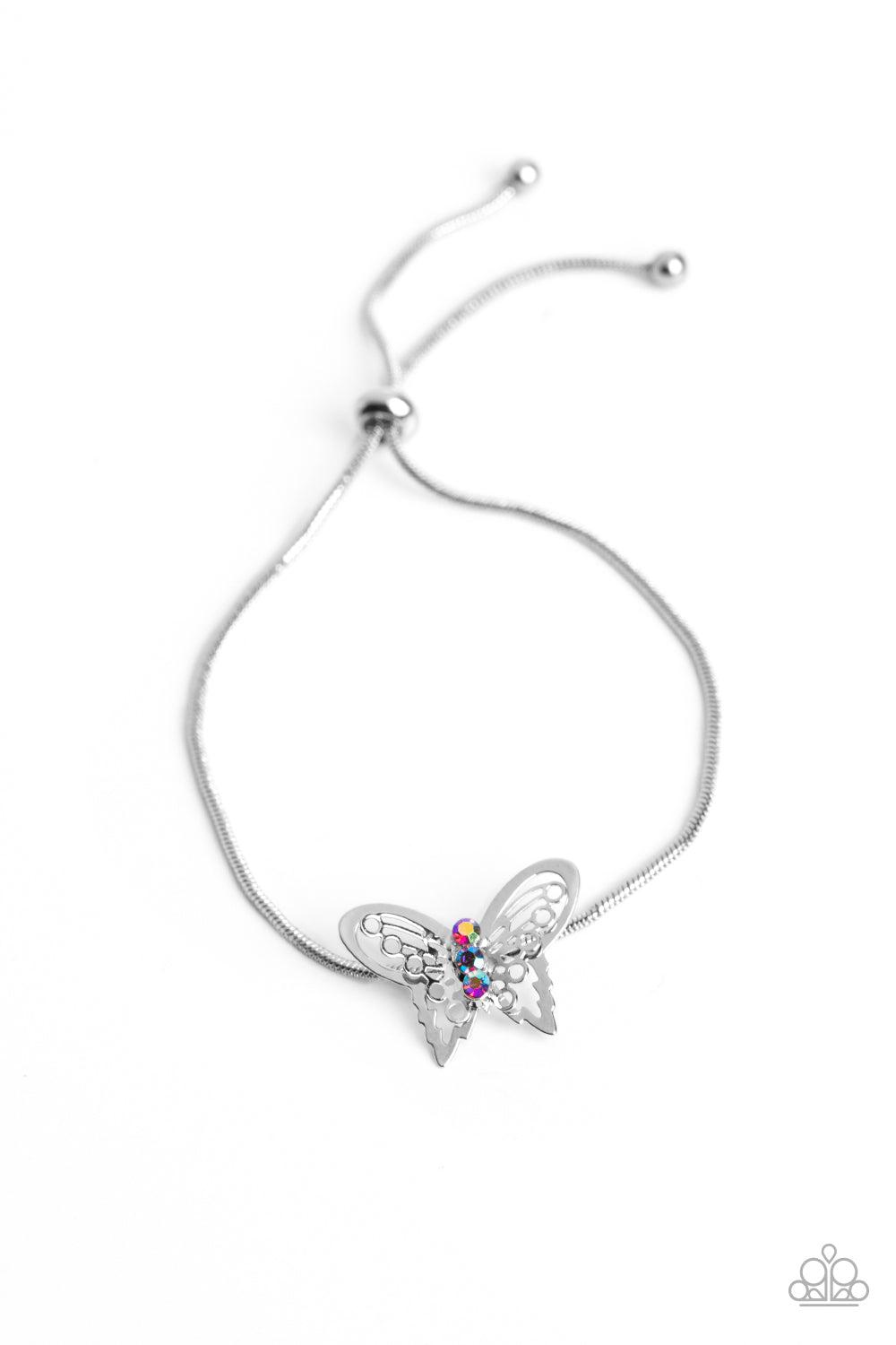 Wings of Wonder Pink Butterfly Bracelet - Paparazzi Accessories- lightbox - CarasShop.com - Paparazzi Jewelry by Cara Jewels