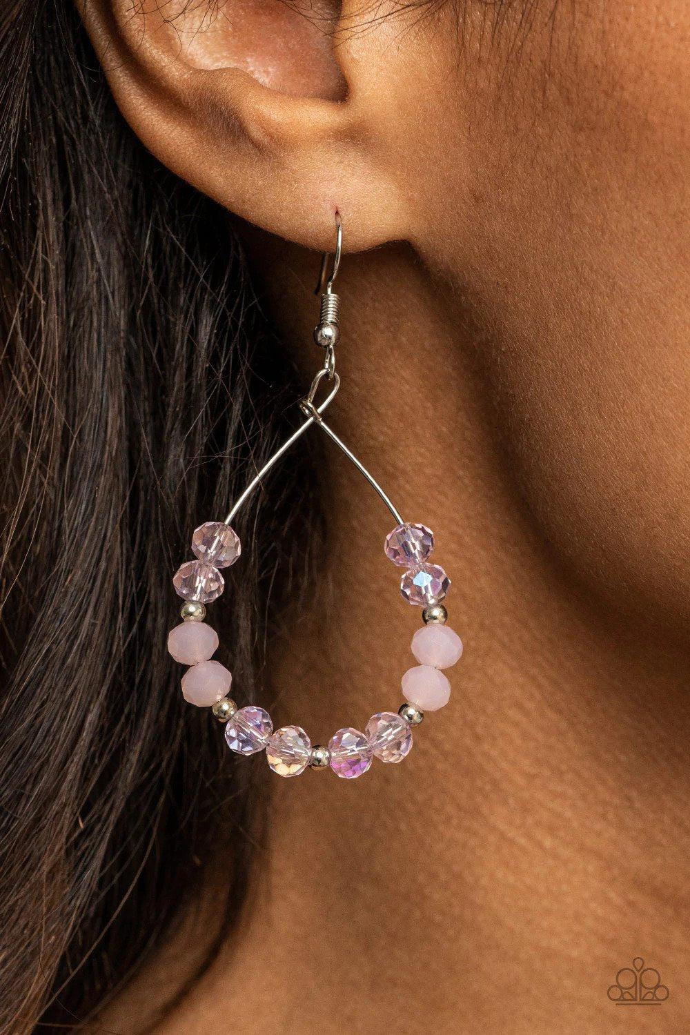 Wink Wink Pink Earrings - Paparazzi Accessories- on model - CarasShop.com - Paparazzi Jewelry by Cara Jewels