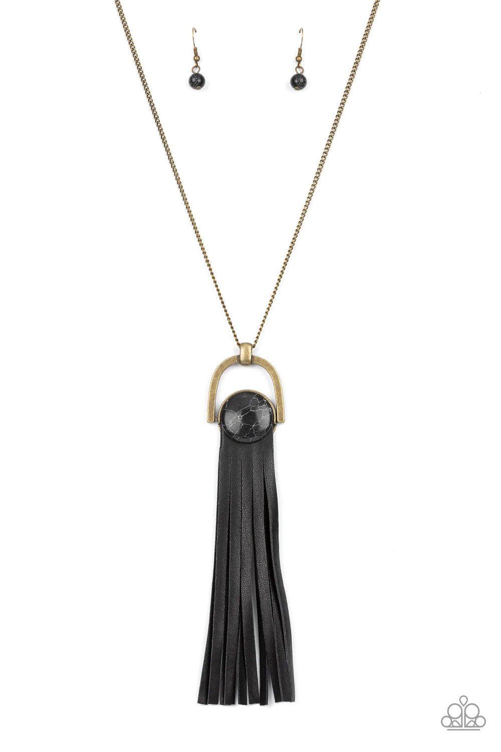 Winslow Wanderer Brass Necklace - Paparazzi Accessories- lightbox - CarasShop.com - Paparazzi Jewelry by Cara Jewels
